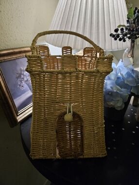 Woven Rattan Decorative Basket - Natural Tan Castle